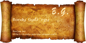 Bondy György névjegykártya